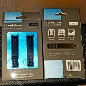 NWT 2 SETS/4pcs BROOKSTONE Black Coated Stainless Steel LARGE Nail Clippers!